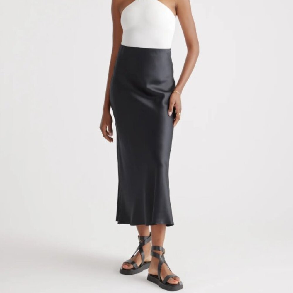 Quince Black Silk Maxi Skirt